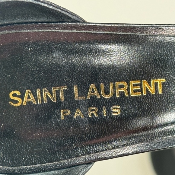 Yves Saint Laurent Paris Black Amber Ankle Sandals Sz 38.5 - Picture 5 of 6
